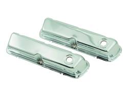 Mr Gasket 9804 Valve Cover Chrome Plated OEM Height Baffled Pair