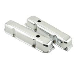 Mr Gasket 9807 Valve Cover Chrome Plated OEM Height Baffled Pair
