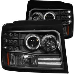 Anzo USA 1-Piece Projector Headlight Set w/LED Halo Black F-Series 111184