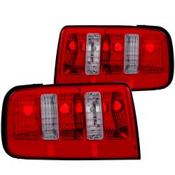 Anzo USA Chrome Euro Red/Clear Lens Taillight Set Ford Mustang 221166