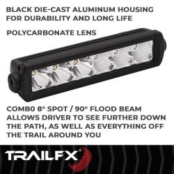 TrailFX - TrailFX 9SRSCM Light Bar LED 9" 30W 90DEG Flood & 8DEG Spot Black w/Harness - Image 2