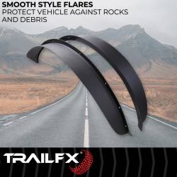 TrailFX - TrailFX BR013T Matte Black Flat Fender Flares 4.5" Tire Coverage Bolt-On Pair - Image 2