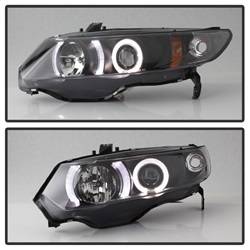 Spyder Auto - Spyder 5010780 Black/Clear LED Halo Projector Headlights 06-08 Honda Civic - Image 2