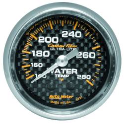 AutoMeter - AutoMeter 4731 Carbon Fiber Mechanical Water Temp Guage 140-280°F/6' 2-1/16" - Image 1