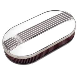 Edelbrock - Edelbrock 4119 Pro-Flo Polished Large Oval Air Cleaner Dual-Quads 2.4" Cotton - Image 1