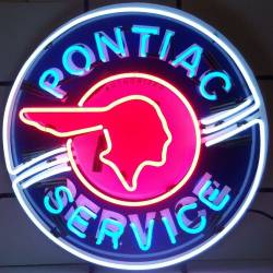 Neonetics - Neonetics 5PONBK Pontiac Service Neon Sign w/Silkscreen Backing - Image 1