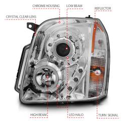 Anzo USA - Anzo USA 111147 Chrome Projector Headlight Set w/CCFL Halo GMC Yukon/XL - Image 4