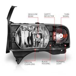 Anzo USA - Anzo USA Crystal 1-Piece Headlight Set Black for Ram Trucks 111205 - Image 4