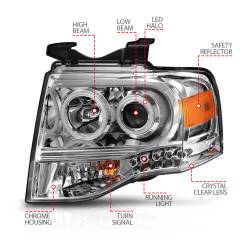 Anzo USA - Anzo USA 111114 Projector Headlight Set w/CCFL Halo Chrome for 07-14 Expedition - Image 4