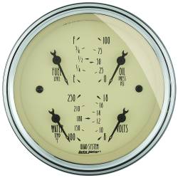 AutoMeter - AutoMeter 1812 Antique Beige Quad Gauge 3-3/8" 100PSI/100-250F/8-18V/240-33Oh - Image 1