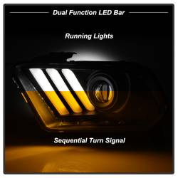 Spyder Auto - Spyder Auto 5085429 Black Light Bar Projector Headlights for 10-14 Ford Mustang - Image 6