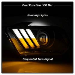 Spyder Auto - Spyder Auto 5085429 Black Light Bar Projector Headlights for 10-14 Ford Mustang - Image 7