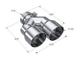 MBRP Exhaust - MBRP Exhaust T5183 Tip 4" OD Dual Out 3" ID Single Wall T304 - Image 2