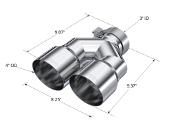 MBRP Exhaust - MBRP Exhaust T5182 Tip 4" OD Dual Out 3" ID Single Wall T304 - Image 2