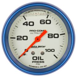 AutoMeter - AutoMeter 4221 Ultra-Nite Liquid Filled Mech Oil Pressure Gauge 0-100PSI 2-5/8" - Image 1