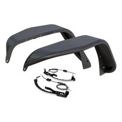 ARIES - ARIES 2500830 Blk Aluminum Front Fender Flares w/LED Lights for Jeep Wrangler JK - Image 1