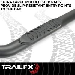 TrailFX - TrailFX A1019T 4" Oval Nerf Bar Black Steel Side Steps w/Pads & End Caps - Image 2