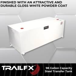 TrailFX - TrailFX 21098SW Liquid Transfer Tank 98 Gal 25x60x21" White Steel Lockable Cap - Image 2