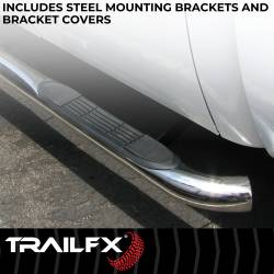 TrailFX - TrailFX A0029S Nerf Bar 3" Stainless Round Bent w/Step Pads Frame Mount - Image 2