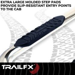 TrailFX - TrailFX A1011S 4" Oval Nerf Bar Polished SS Side Steps w/Pads & End Caps - Image 2