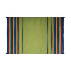 Faulkner - Faulkner 68847 8x20 RV Patio Mat Blue/Brick/Beige/Green Striped - Image 1