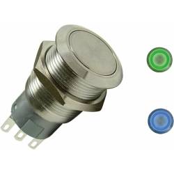 Keep It Clean - Keep It Clean KICSWBM19BG 19mm Momentary Billet Buttons Blue Or Green Ring - Image 1