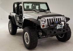 Fab Fours - Fab Fours JK07-B1854-1 Hardcore Stubby Winch Front Bumper for Jeep Wrangler JK - Image 1