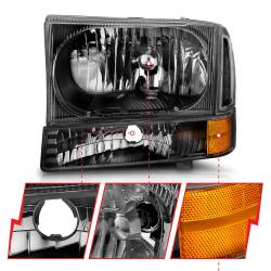 Anzo USA - Anzo USA Black Crystal Headlight Set w/Corners Super Duty/Excursion 111080 - Image 3