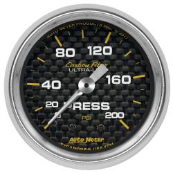 AutoMeter - AutoMeter 4734 Carbon Fiber Mechanical Pressure Gauge 200PSI 2-1/16" - Image 1