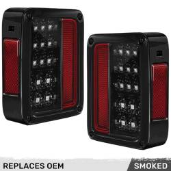 Recon - Recon 264234BK LED Tail Lights Smoked Lens for 07-18 Wrangler JK - Image 1