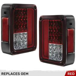 Recon - Recon 264234RD LED Tail Lights Red Lens for 07-18 Wrangler JK - Image 1