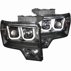 Anzo USA 111263 Projector Headlight Set w/U-Bar Halo Black for Ford F150