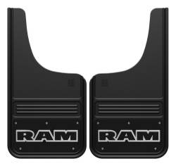 Gatorback - Gatorback GB1223CUTRT-W 12"x23" Cut-Style Black Mud Flaps for RAM Text Logo - Image 1