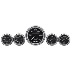 Equus - Equus E7500 Gauge Set 3-3/8" Mech Speedo 2" OilP/WTemp/Fuel/Volt Black Chrome - Image 1