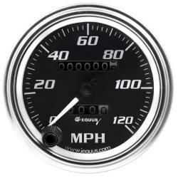 Equus - Equus E7500 Gauge Set 3-3/8" Mech Speedo 2" OilP/WTemp/Fuel/Volt Black Chrome - Image 2