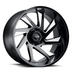 Tuff - Tuff Wheels 2414T1B-26140B12R T1B 24x14 6x5.5 -72mm Gloss Black/Milled - Image 1