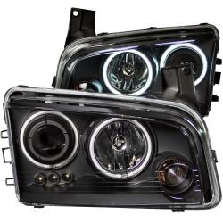 Anzo USA 121218 Projector Headlight Set w/CCFL Halo Black for 06-10 Charger