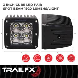 TrailFX - TrailFx 2X2CSPPR 3" Fog Light 20W 90DEG Flood 1920LM Black w/Harness & Mount - Image 2