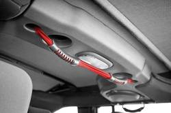 Rugged Ridge - Rugged Ridge 13305.13 Rear Dual Grab Strap Red for 07-18 Jeep Wrangler JK 4Dr - Image 1