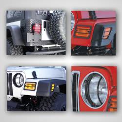 Rugged Ridge 12495.02 Black SS Euro Guard Light Kit 97-06 Jeep Wrangler TJ