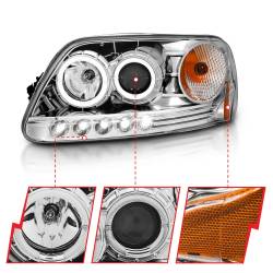 Anzo USA - Anzo USA 111032 Chrome Projector Headlight Set w/LED Halo 97-03 F150/Expedition - Image 3