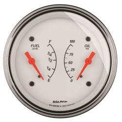 AutoMeter - AutoMeter 1313 Arctic White Dual Oil/Fuel Gauge 100PSI 240-33Ohm 3-3/8" - Image 1