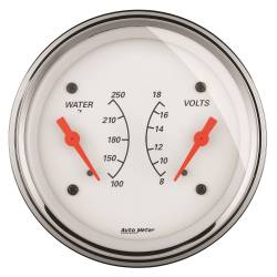 AutoMeter - AutoMeter 1330 Arctic White Water/Volt Dual Gauge 100-250 °F 8-18V 3-3/8" - Image 1