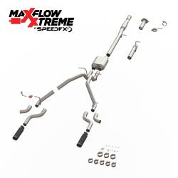 SpeedFx - SpeedFX 50100 MaxFlow Xtreme Cat-Back Exhaust Kit 3" Inlet Dual Exit Black Tips - Image 1