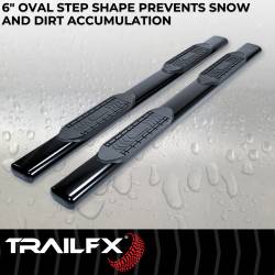 TrailFX - TrailFX A8220B 6" Oval Straight Nerf Bar w/Step Pad Black Rocker Mount - Image 2