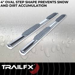 TrailFX - TrailFX A1504S 4" Oval Straight NeF Bar Polished SS Side Steps w/5 Pin Pad - Image 2