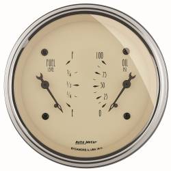 AutoMeter - AutoMeter 1813 Antique Beige Oil/Fuel Dual Gauge 240-33Ohm 100Psi 3-3/8" - Image 1