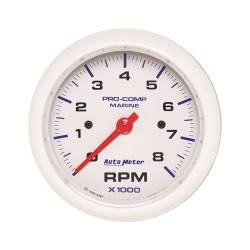 AutoMeter - AutoMeter 200779 Marine Tachometer White 0-8000RPM 3-3/8" - Image 1