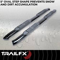TrailFX - TrailFX A7090B 5" Oval Bent Nerf Bars Black Steel Rocker Panel Mount - Image 2