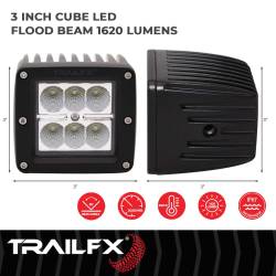 TrailFX - TrailFX 3X2CFPR 3" LED Fog Lights 20W 90DEG Flood Beam 1620LM Black PAIR - Image 2